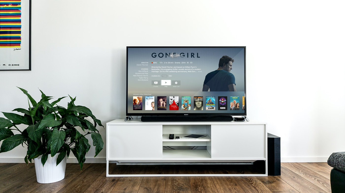 A TV with Netflix loaded from Apple TV