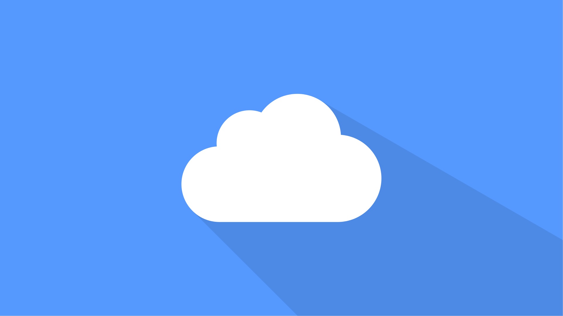 A graphic of a white cloud against a blue background