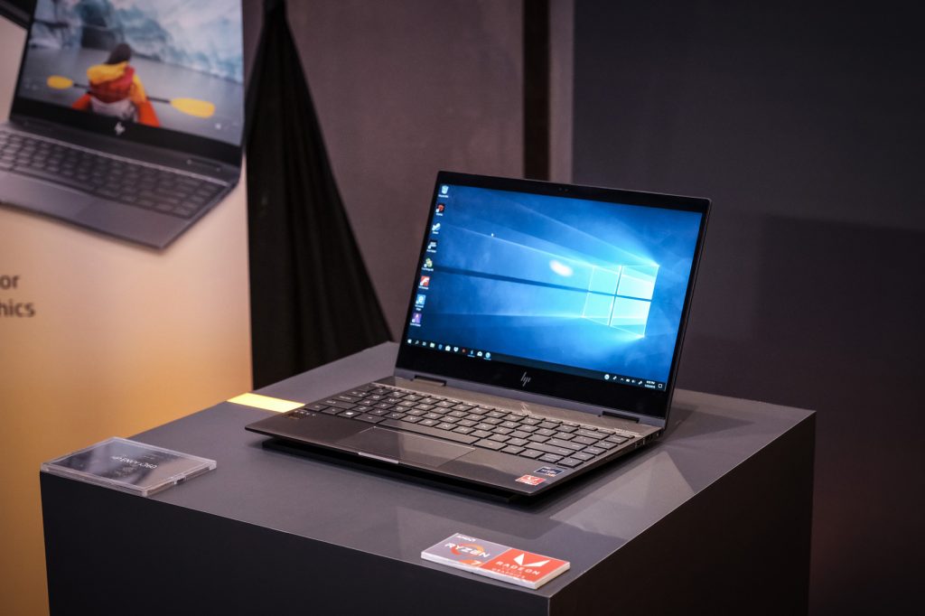 A new laptop on display in a shop