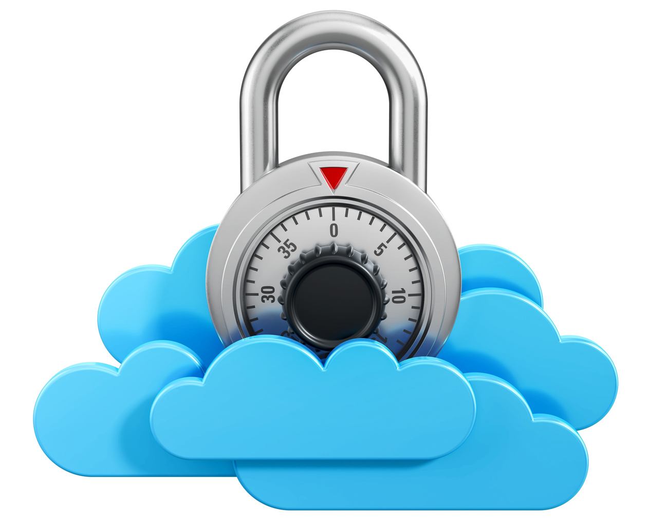 A cloud graphic with a secure lock in it